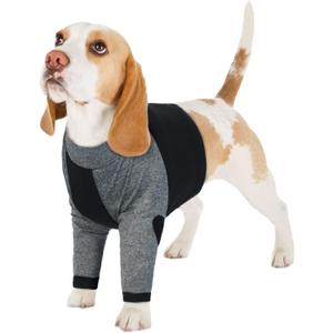 LeLePet Dog Recovery Suit for Front Legs, Dog Sleeve to Stop Licking, Elbow Protector for Leg Injuries Shoulder Wounds After Surgery Male Female,Zippered Long-Sleeved Shirt Cone Alternative(M) (Black)