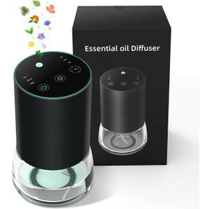 Waterless Diffuser,Metal Housing Waterless Essential Oil Diffuser,Waterless Diffusers for Home Car Room Office Hotel Bathroom Light Diffuser with 100ML Large Capacity Car Diffuser (Black)