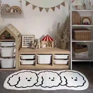 Area Rugs for Bedroom 1.3' X 3.9', Washable Cat Irregular Shaped Rug Cute Carpet Kid Funny Cartoon Rugs, Room Decor Cat Dog Shaped Pet and Children Entryway Rug (G Three Dogs)