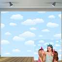 20x10ft Blue Sky White Cloud Backdrop Cartoon Kids Newborn Birthday Party Backdrops Children Portrait Boys Girls Baby Shower Kids Portrait Photo Background Photo Shooting Studio Props