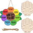12 Sets Sunday School Craft for Kids God Says You are Sunflower Craft Christian Wooden Painting DIY Activities Religious Bible Sunflower Gifts with String for Sunday School Church Home