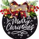 Christmas Door Sign, Christmas Wreaths for Front Door, Farmhouse Winter Holiday Wooden Hanging Sign for Indoor Outdoor Porch Wall Window Home Decor