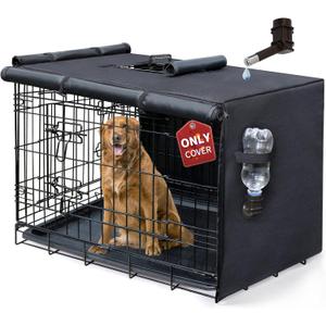 DONORO Dog Crate Cover, Waterproof Pet Kennel Cover 600D Heavy Duty Dog Cage Cover Universal Fit for Most Wire Pet Crates (Black, 30.0" L x 19.0" W x 21.0" H)