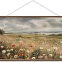 InSimSea Framed Large Scroll Wall Art, Wildflower Meadow, 24x48 Inch
