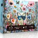 Butterfly in Bloom Puzzles for Adults 1000 Piece,27.5 x 19.7in | Challenging Jigsaw Puzzles for Family Game Night,HD Poster,Thick Pieces with Matte Finish,Puzzle with Letters on Back Games