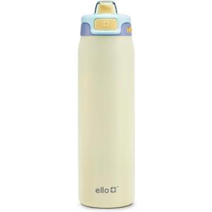 Ello Pop & Fill Stainless Steel Water Bottle with Quick Fill Technology, Double Walled Vacuum Insulated Metal, Leak Proof Locking Lid, Sip & Chug, BPA Free, Holiday Gift for Him Her, 22oz, 32oz, 40oz (Fresh Dew)
