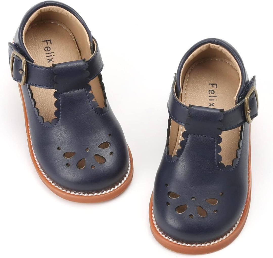 Felix & Flora Toddler Little Girl Mary Jane Dress Shoes - Ballet Flats for Girl Party School Shoes, 6T