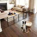 FXW Dog Gate Extra Wide Designed for Indoor Use, Adjustable Width Up to 219-inch Wide (32" H 8 Wire Panels for Small and Medium Dogs), Black