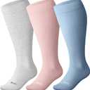 Cotton Plus Size Compression Socks for Women&Men Wide Calf 15-20 mmHg Knee High Soft Sock for Nurses, Pregnancy (X-Large, 3 Pairs)