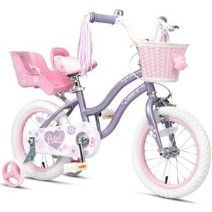 Glerc Petal Girls Bike 12-18 Inch for Ages 2-9, Kids Bike with Training Wheels, Basket & Streamers, Princess Style Kids Bicycle, for Girls