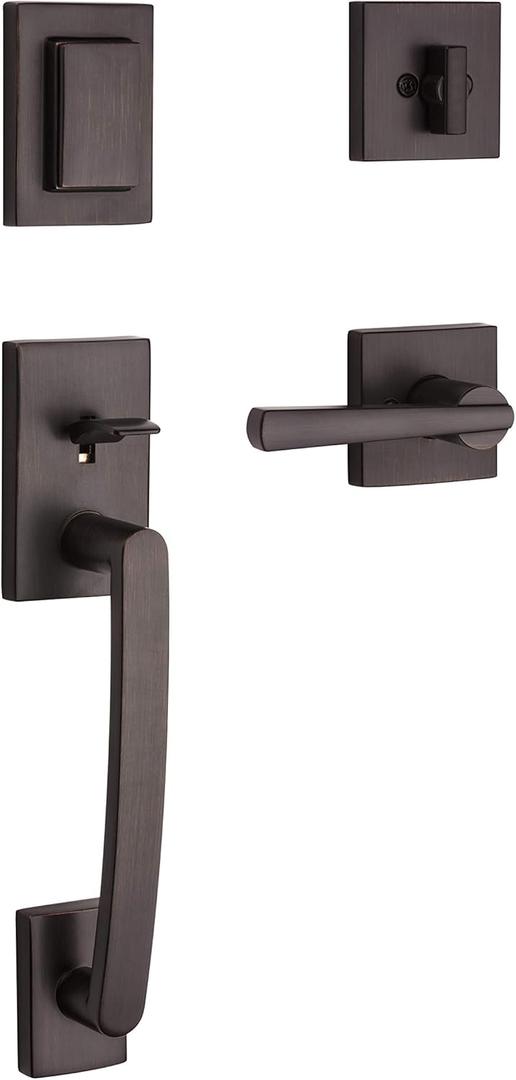 Baldwin Spyglass , Front Entry Handleset with Interior Lever, Featuring SmartKey Deadbolt Re-Key Technology and Microban Protection, in Venetian Bronze