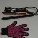 Annlary Hair Straightener 1 Inch Flat Iron and Curler 2 in 1 Titanium Ceramic Ionic Dual Voltage Straightener with Heat-Resistant Silicone, for Less Frizz, Shinier & Smoother (Black/Rose Gold)