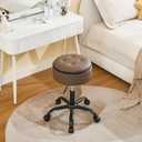 FIRAVOE Rolling Salon Stool with Storage, Adjustable Height 20.67"-24.61", 1PCS, Coffee Brown