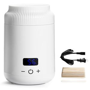 Mini Wax Warmer with 100 Sticks, Small Wax Heater for Hair Removal, Portable Waxing Kit for Women (White)