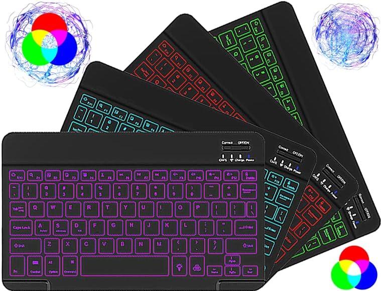 Portable Bluetooth Keyboard Compatible with iPad, Samsung, Fire Tablet, MacBook, Apple, Android, iOS, iPhone, Windows - Wireless Mini Smart Keyboard (Black)