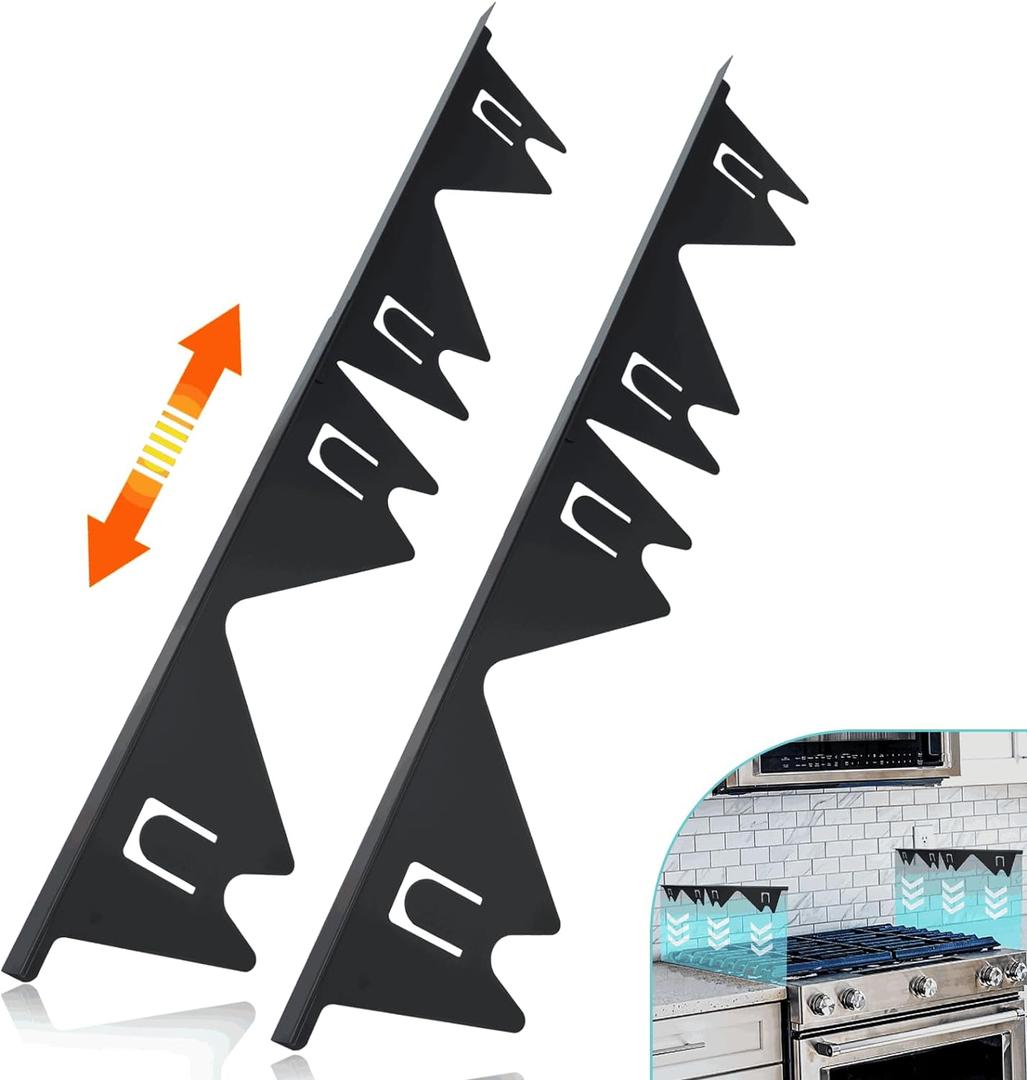 Stove Gap Covers Stainless Steel, 2 Pack Stove Gap Filler Easy Retractable Length 13.8" to 27.5", Width 0.79" ALMCALS Stove Gap Guards Range Trim Kit, Heat Resistant Guard Between Stove Top & Counter (Black)