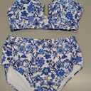 Herseas Womens 2 Piece High Waisted U Wire Bikini Set Floral Print Swimsuit Crisscross Back Bathing Suit Beach Swimwear, Medium