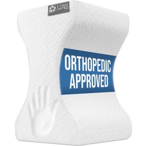 5 STARS UNITED Large Knee Pillow for Side Sleepers - Hip Pain Relief, Memory Foam Leg Cushion for Side Sleeping - Between Legs Pillow for Sciatica & Lower Back Pain, White