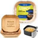 Vailnd 9inch Square Air Fryer Disposable Paper Liners, 125PCS Non-Stick Food Grade Parchment Liner, Oil Resistant, Waterproof, Food Grade Baking Paper for 8-12 QTMicrowave