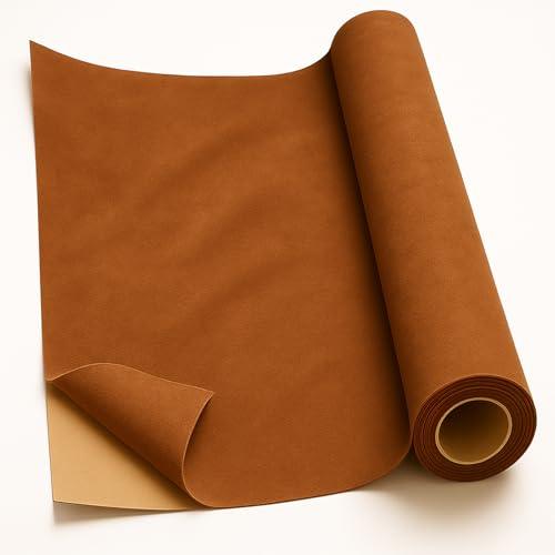 Self-Adhesive Suede Decorative Film for Car - Headliner/Dash/Door/Trunk | Stretchable & Scratchproof Ultra-Fiber Leather | DIY Peel & Stick (Yellowish Brown, 40"x59")