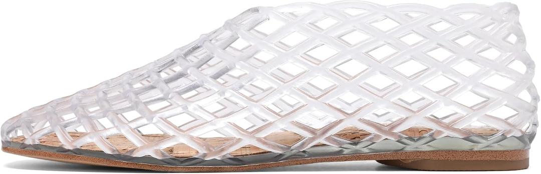 Molozoey Jelly Mesh Ballet Flats - Comfortable Clear Jelly Shoes, Adult Women's Closed Toe Flats Sandals