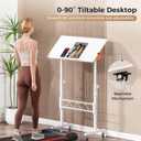 COMHOMA Standing Desk Adjustable Height & Tiltable Tabletop, Portable Stand Up Desk for Laptop, Mobile Folding Desk for Home Office Work and Walking Pad Treadmill, Height 30.7"-46.4", White