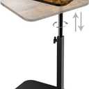 Side Table Sofa Tray for Couch Heavy Metal Base Swivel/Adjustable Height, Sofa Bed Bathroom Study TV Tray C Shaped End Table Food Snack Trays for Eating (Brown)
