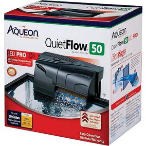 Aqueon QuietFlow 50 LED PRO Aquarium Fish Tank Power Filter For Up To 50 Gallon Aquariums