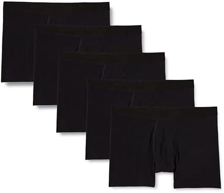 Amazon Essentials Men's Cotton Jersey Boxer Briefs, Pack of 5 Medium
