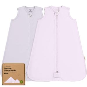 2-Pack Baby Sleep Sacks, Zipper Wearable Blanket - 0.5TOG Organic Cotton, Lightweight, Soft Cozy Infant Sleeping Sack 3-6 Months, Easy to Wear Small Newborn Transition Swaddles Sleepsacks (Lilac, S)