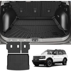 Bronco Cargo mat - Trunk Mat for Ford Bronco Sport 2021-2026(Only for Sport/w/Full Size Spare Tire), All Weather Trunk Mat & Backrest Mat for Bronco Accessories, Heavy Duty Rubber Mats