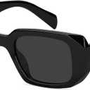Trendy Rectangle Sunglasses for Women Men Square Retro Vintage Hexagon Glasses 90S Y2K Shades Aesthetic Accessories (1 Pack- Black)