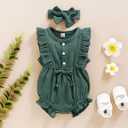 Renotemy Newborn Infant Baby Girl Clothes Rompers Summer Jumpsuits Short Sleeve Romper Infant Baby Clothes Girl (Green, S)