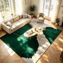 Contemporary Green Silver Marble Rugs for Living Room Abstract Carpet,6'x9'