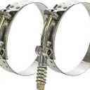 2 Pack T-Bolt Hose Clamps, Stainless Steel Hose Clamp with Reinforcement Spring for Pipe, Turbo Intake Intercooler Clamp Working Range 3"-3.3"(76-84mm)