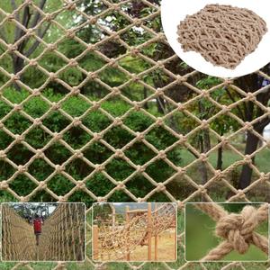 2 x Safety Hemp Rope Net Kids Climbing Safety Netting Children Balcony Stairs Fence Railing Garden Playground Protection Heavy Duty Tree House Indoor&Outdoor Decor Rope Net 10mm/10cm 6.6x16.4ft(2x5m)