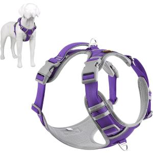 Plutus Pet No Pull Dog Harness, Release at Neck, Reflective Adjustable Dog Vest Harness, Easy Control Handle for Walking, for Small Medium Large Dogs, Purple, L
