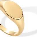 PAVOI 14K Gold Plated Pinky Signet Ring for Women | Lightweight Statement Bands | Chunky Signet Stackable Rings