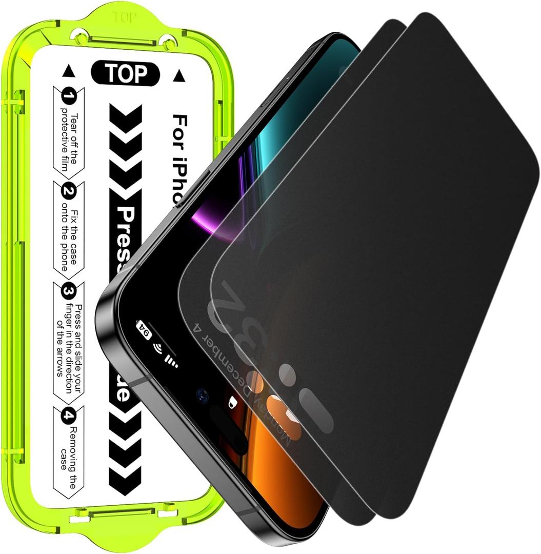 Esanik 2-Pack for iPhone 17 Pro Matte Privacy Glass Screen Protector, Anti-Glare & Anti-Spy,Anti-Reflection, Smooth as Silk, Military-Grade 9H Hardness,Flawless Fit Tray