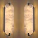 2 Pack 2 Light Oval 18.85" Alabaster Marble Bathroom Wall Sconce Modern Concise Style Wall Light Fixture,Dark Gray Finish for Bedroom Hallway Bedside