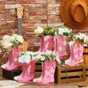 12 Set Western Cowgirl Boots Flower Boxes Centerpiece Boot Shape Gift Boxes Party Decoration Vase Centerpieces for Tables for Rodeo Birthday Baby Shower Wedding Supplies