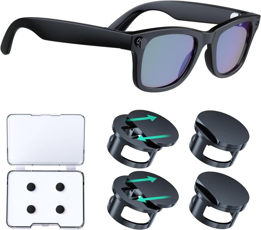 Adjustable LED Light Blocking Covers for RayBan Meta Wayfarer, Skyler, Oakley, Headliner Accessories, Plastic LED Cover for Meta Glasses, Easy Block Light When Recording, Workable at Day & Night 4Pack