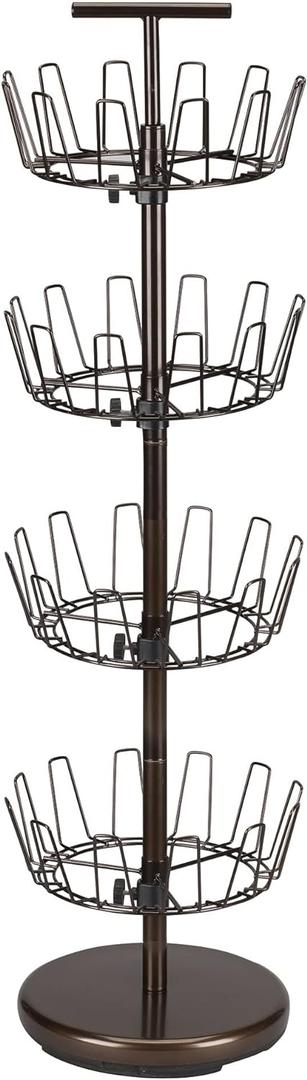 Household Essentials 2139-1 Metal Four-Tier Adjustable Revolving Shoe Rack | Holds up to 24 Pairs of Shoes | Antique Bronze Finish
