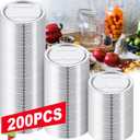 200 Pack Regular Mouth Canning Lids, 70mm/2.76 in Mason Jar Replacement Caps for Ball & Kerr Jars, Split-Type Metal Closures with Food-Grade Silicone Seal, Airtight Leak-Proof