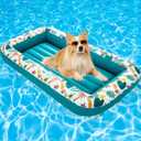 BINGPET Inflatable Dog Floating Raft for Summer Pool, Durable and Foldable Pet Pool Rafts & Inflatable Ride-ons, with Cute Footprint and Bone Patterns, Hold Up to 100 pounds (Hawaii)