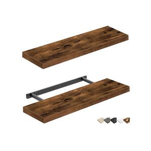 QEEIG Floating Shelves Wall Shelf 24 inches Long Farmhouse Bathroom Decor Bedroom Kitchen Living Room Wall Mounted 24 x 9 inch Set of 2, Rustic Brown (008-60BN)