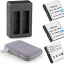NP-40 Battery Pack, 1500mAh Rechargeable Battery(3-Pack) with USB Dual Charger for Video Camera Camcorders Compatible with Casio NP-40 (Not for Fujifilm NP40)