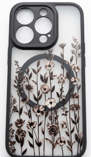 Magnetic for iPhone 13 Pro case [Compatible with MagSafe] Cute Fashion Floral Translucent Matte Hard Back Shockproof Anti-Scratch Phone Case- Flowers