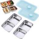 Stainless Steel Snack Containers, Reusable Food Storage Containers with Lids, Condiment Container, Grab and Go Snack Containers for Snacks,Dips,Lunch,Travel and Outdoor Camping (2PCS-A+A)