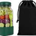 2026 Upgraded Salad Dressing Container & Salad Jar with Side Opening, Leakproof Base, Integrated Fork & On-The-Go Storage Bag, Reusable Salad Container for Lunch